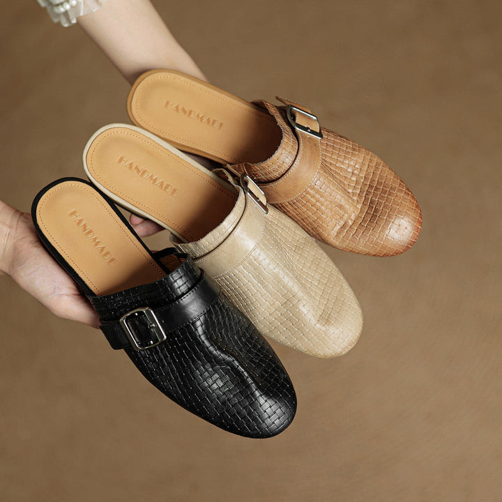 Emrie | Square-Toe Buckle Accent Mules