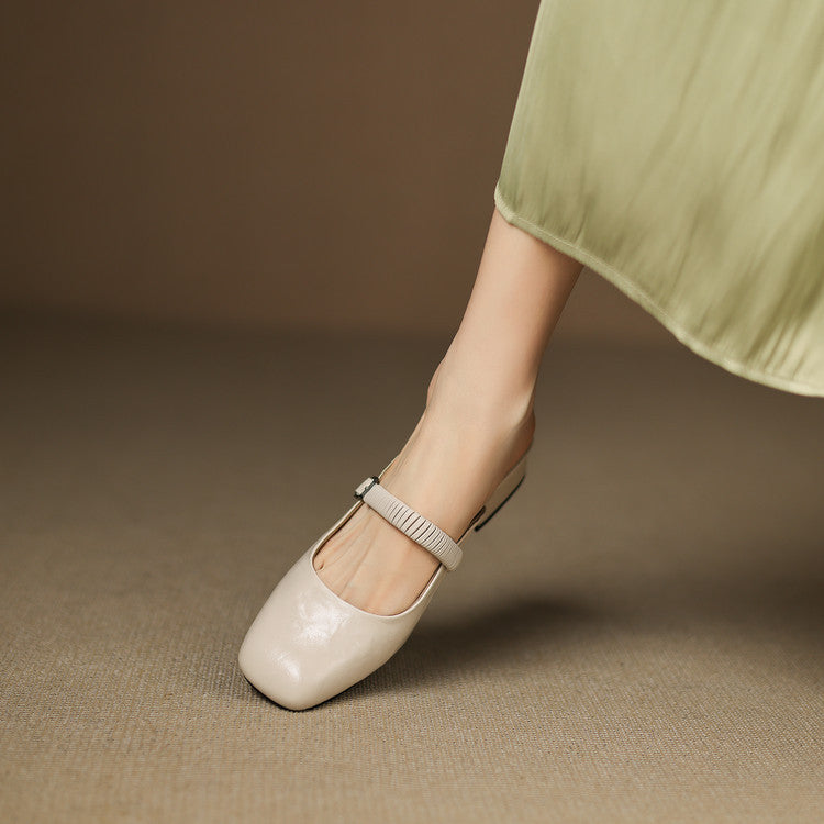 Novie | Square-Toe Mary Jane Heel Mules