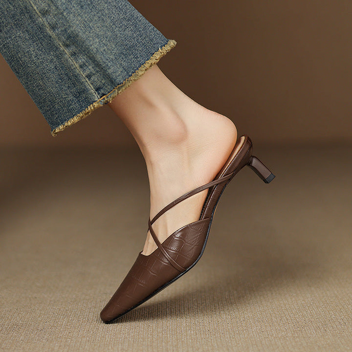 Mire | Pointed-Toe Crisscross Strap Heel Mules