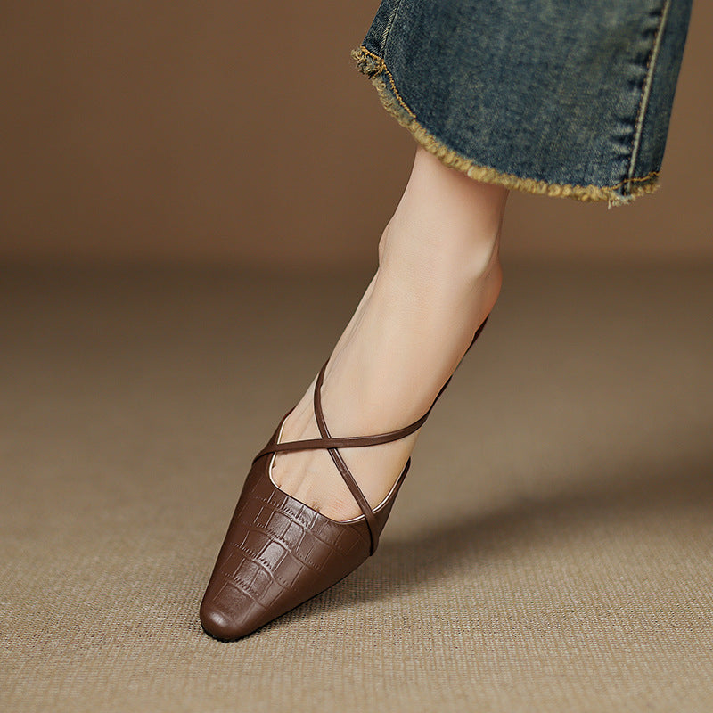 Mire | Pointed-Toe Crisscross Strap Heel Mules