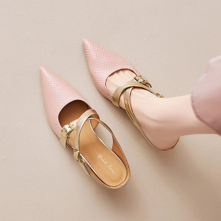 Zelle | Pointed-Toe Double Strap Heel Mules