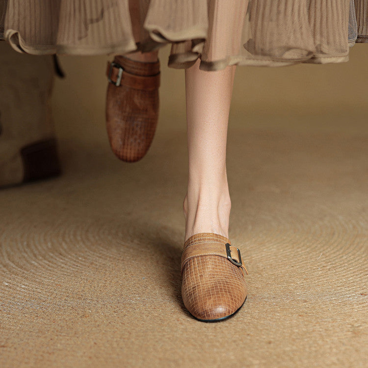 Emrie | Square-Toe Buckle Accent Mules