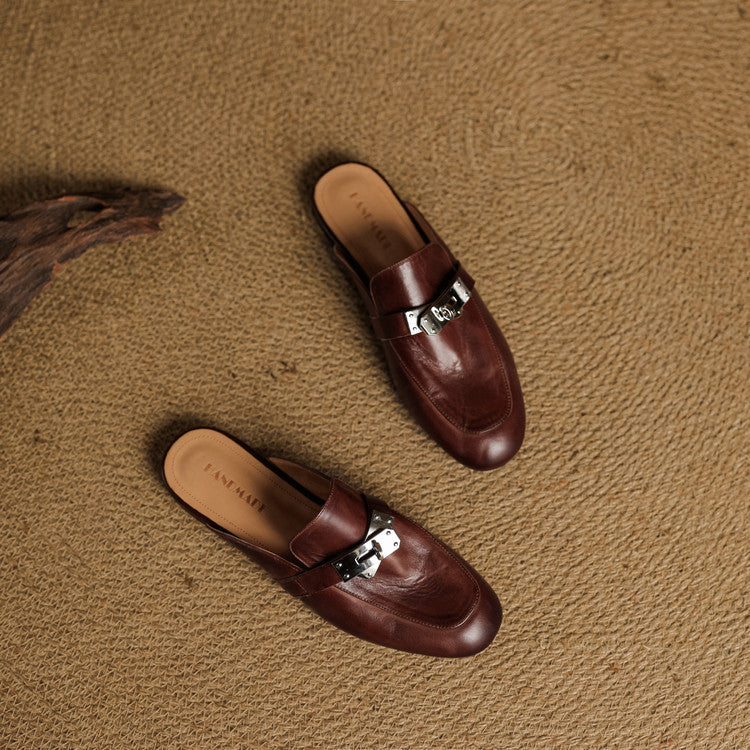 Carla | Rounded-Toe Hardware Accent Mules