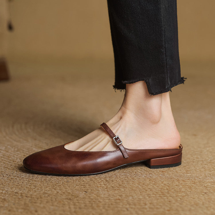 Merisa | Buckled Mary Jane Slip-On Mules