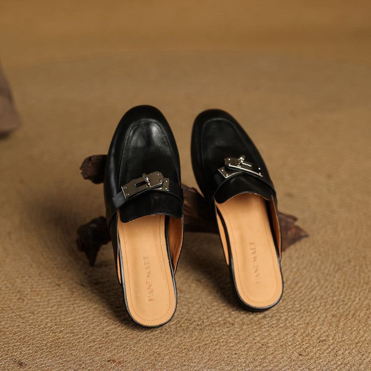 Carla | Rounded-Toe Hardware Accent Mules