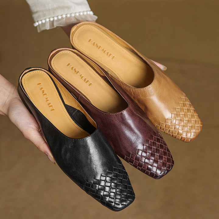 Dalvi | Textured Square-Toe Slip-On Mules