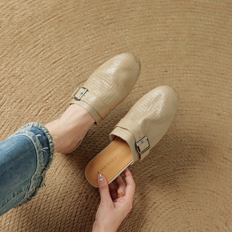 Emrie | Square-Toe Buckle Accent Mules