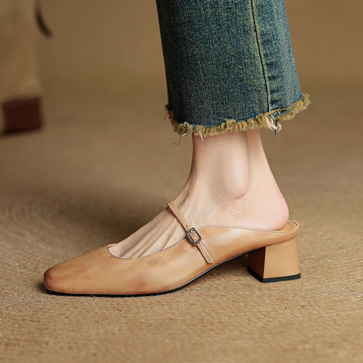 Esmer | Square-Toe Mary Jane Heel Mules