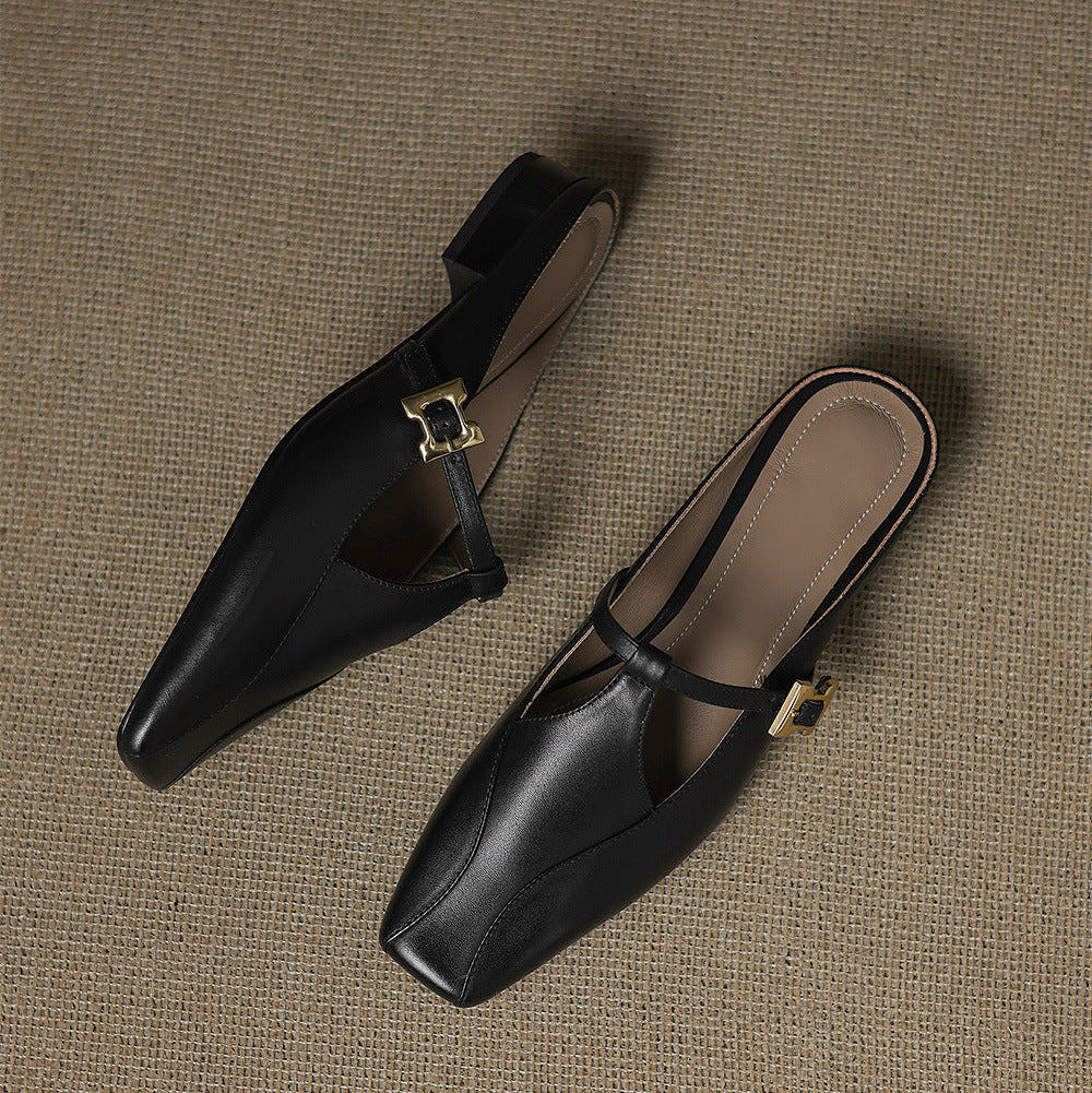 Keva | Square-Toe Mary Jane Heel Mules