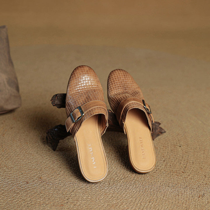 Emrie | Square-Toe Buckle Accent Mules