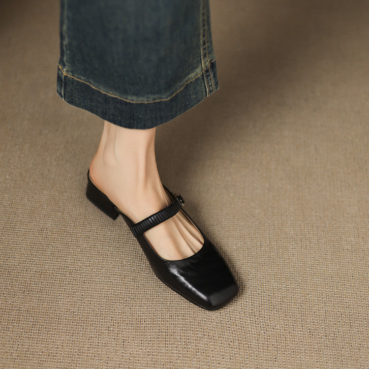 Novie | Square-Toe Mary Jane Heel Mules