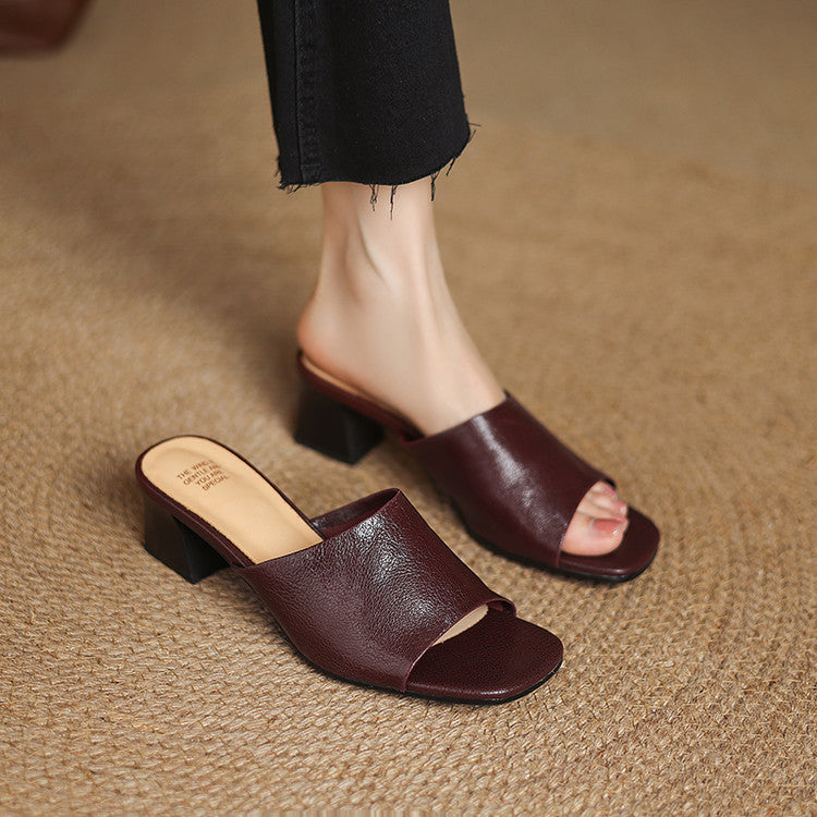 Avena | Open-Toe Block Heel Mules