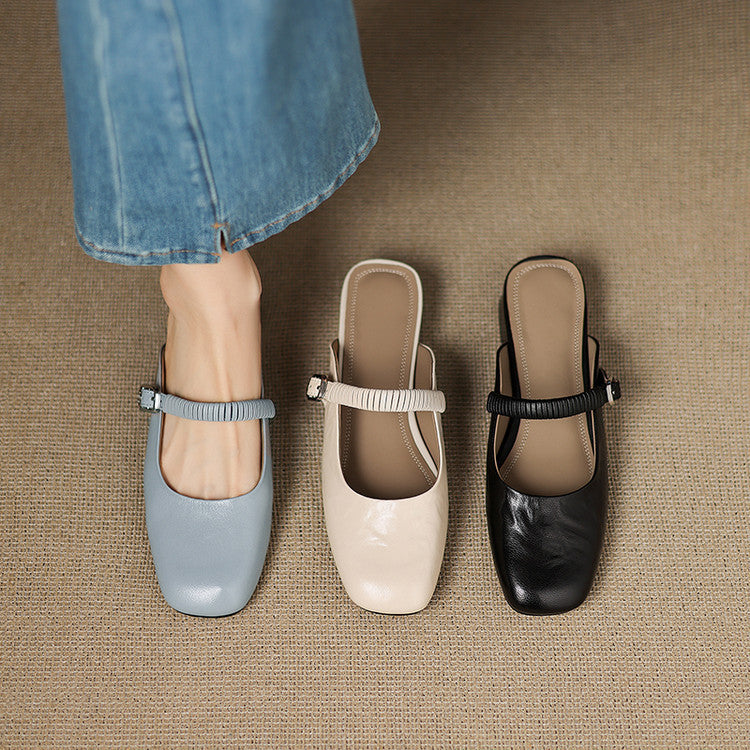 Novie | Square-Toe Mary Jane Heel Mules