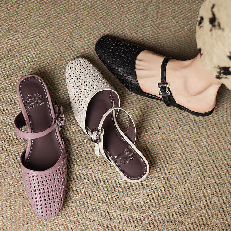 Ovia | Perforated Mary Jane Heel Mules