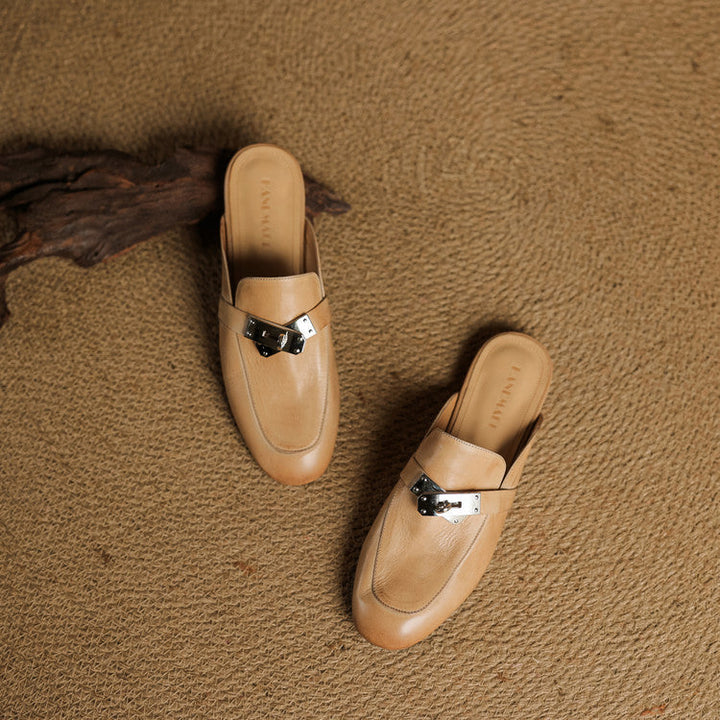 Carla | Rounded-Toe Hardware Accent Mules
