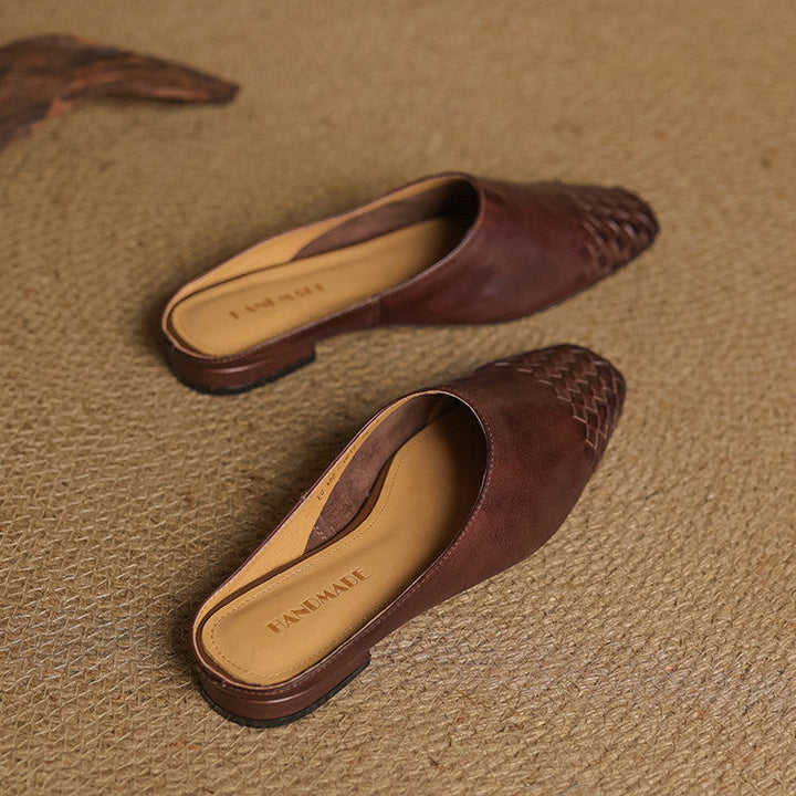 Dalvi | Textured Square-Toe Slip-On Mules
