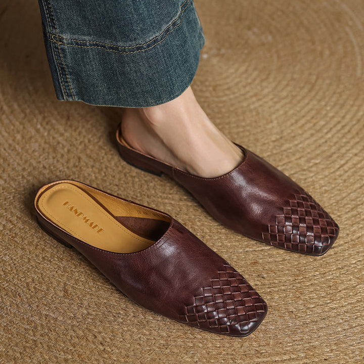 Dalvi | Textured Square-Toe Slip-On Mules
