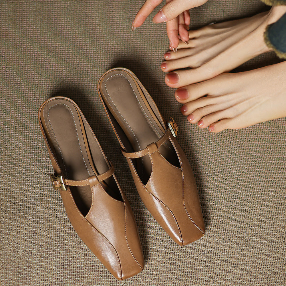 Keva | Square-Toe Mary Jane Heel Mules