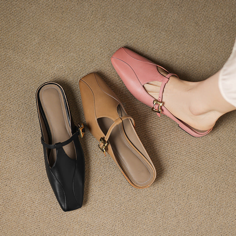 Keva | Square-Toe Mary Jane Heel Mules