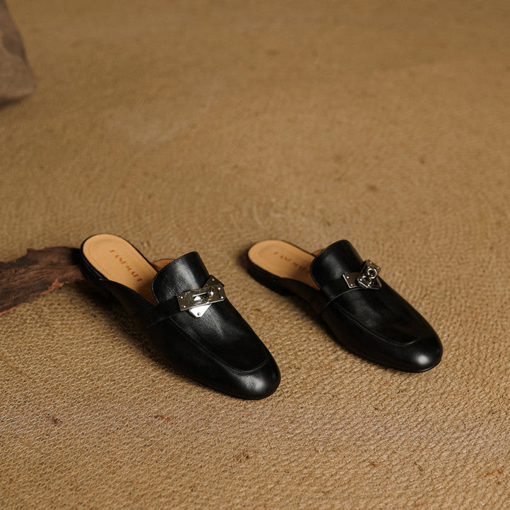 Carla | Rounded-Toe Hardware Accent Mules