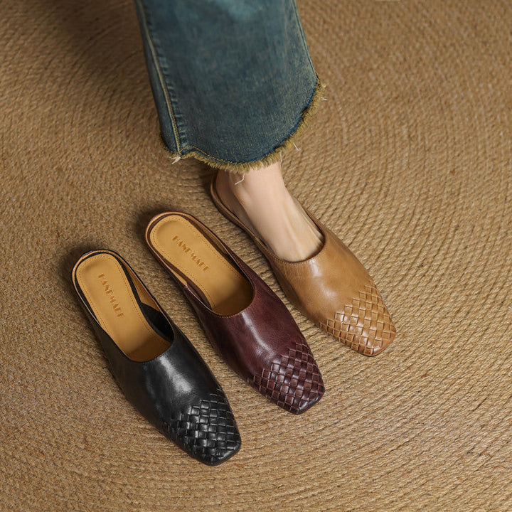 Dalvi | Textured Square-Toe Slip-On Mules