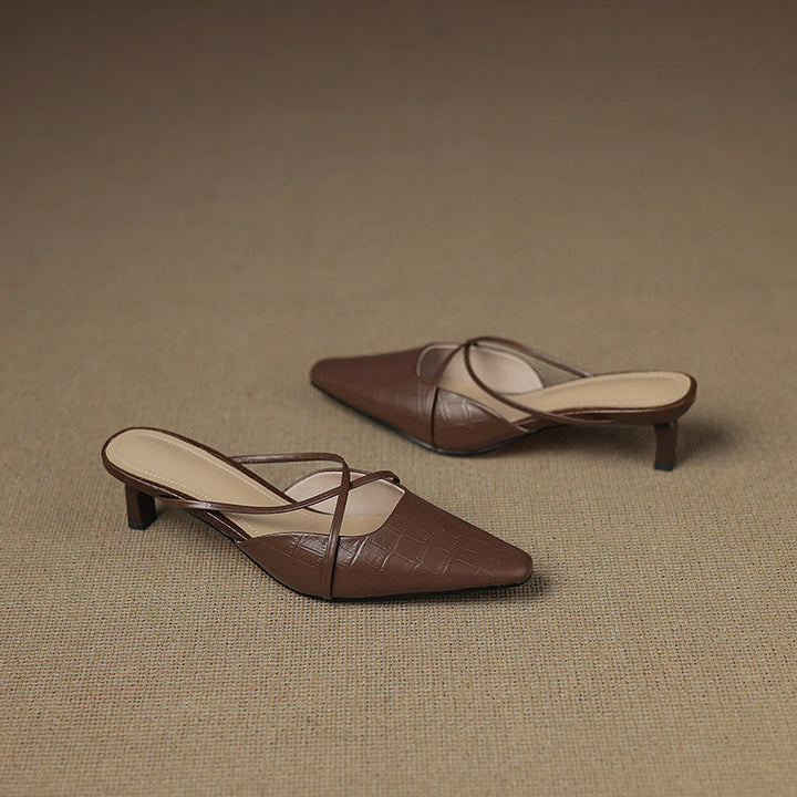 Mire | Pointed-Toe Crisscross Strap Heel Mules