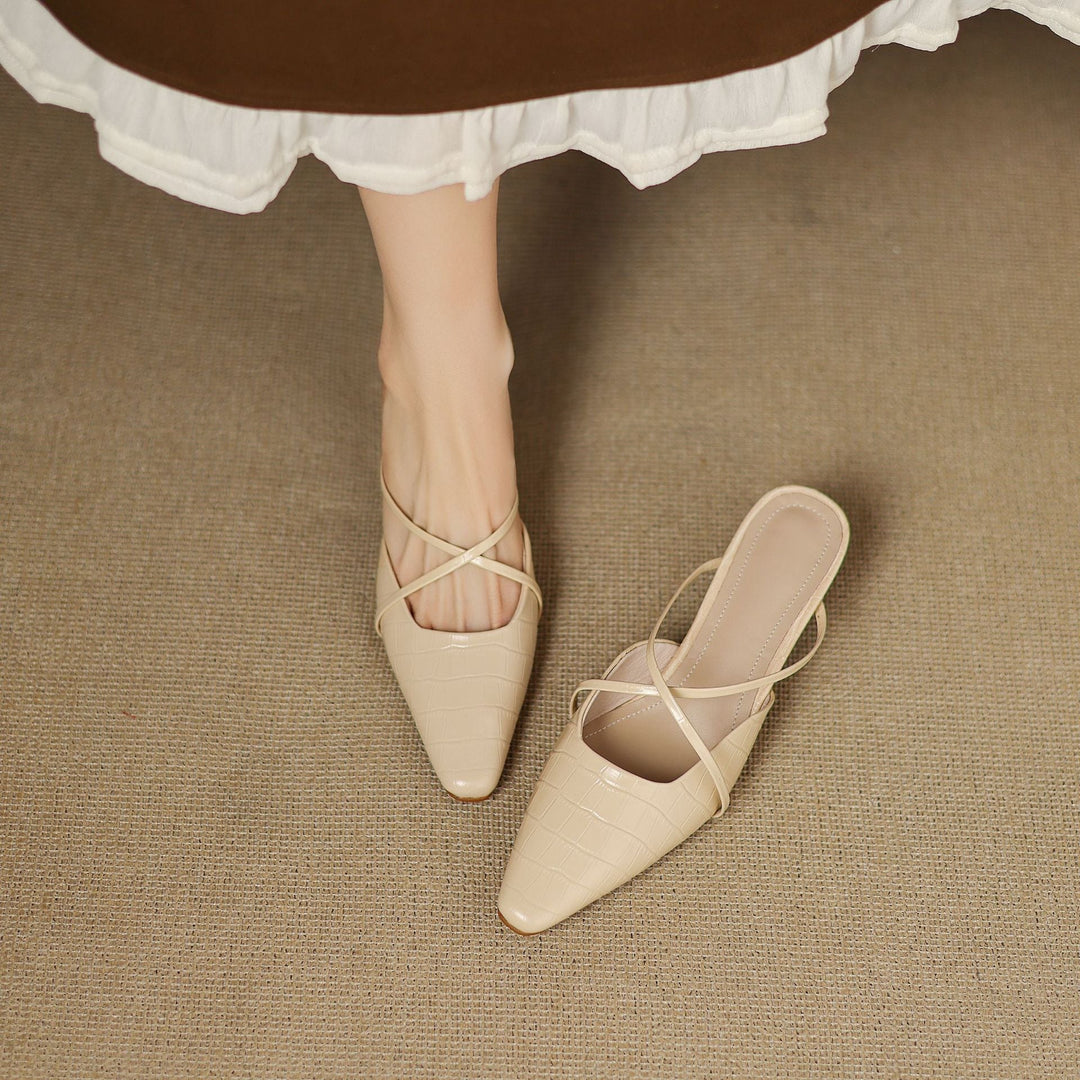 Mire | Pointed-Toe Crisscross Strap Heel Mules