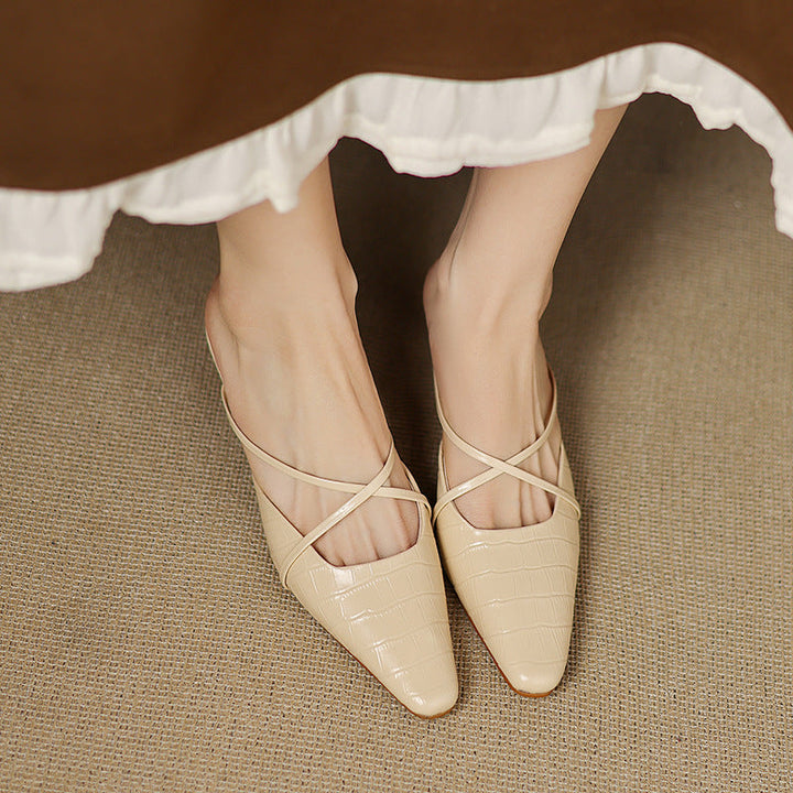 Mire | Pointed-Toe Crisscross Strap Heel Mules