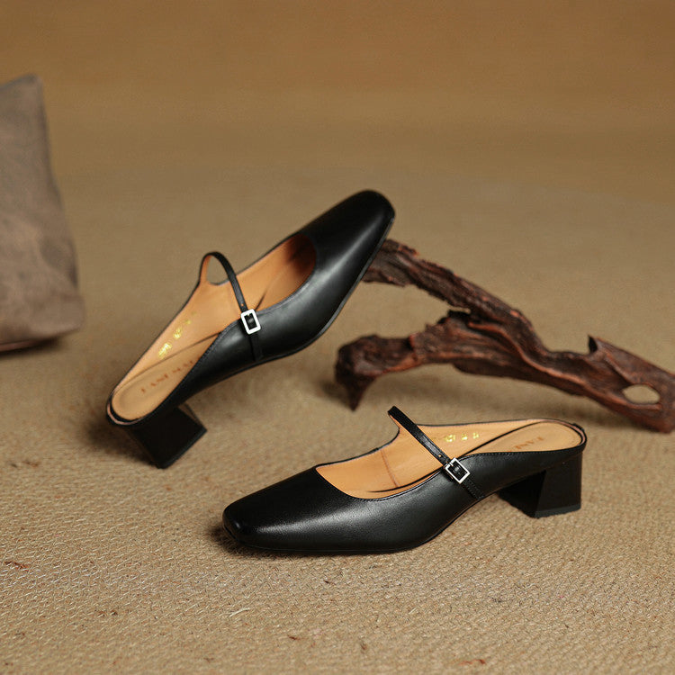 Esmer | Square-Toe Mary Jane Heel Mules