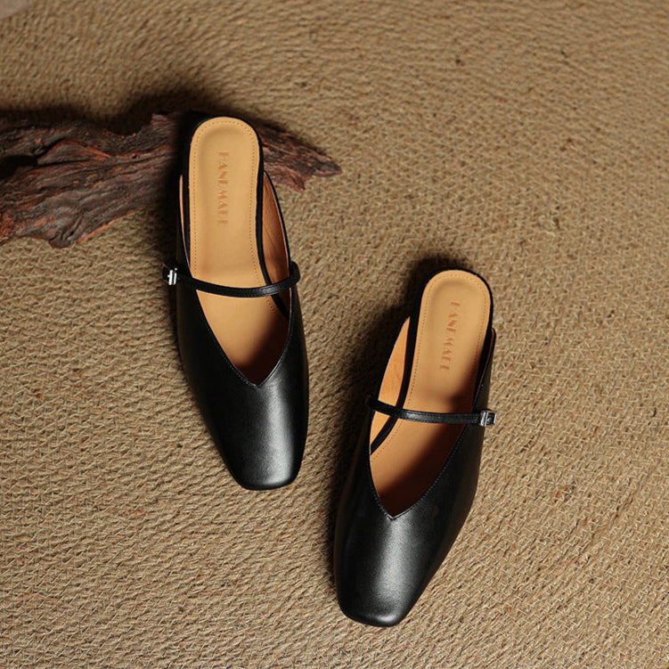 Miral | Square-Toe Mary Jane Flat Mules