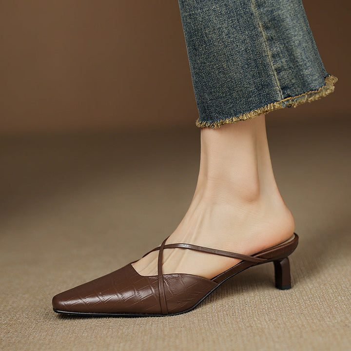 Mire | Pointed-Toe Crisscross Strap Heel Mules
