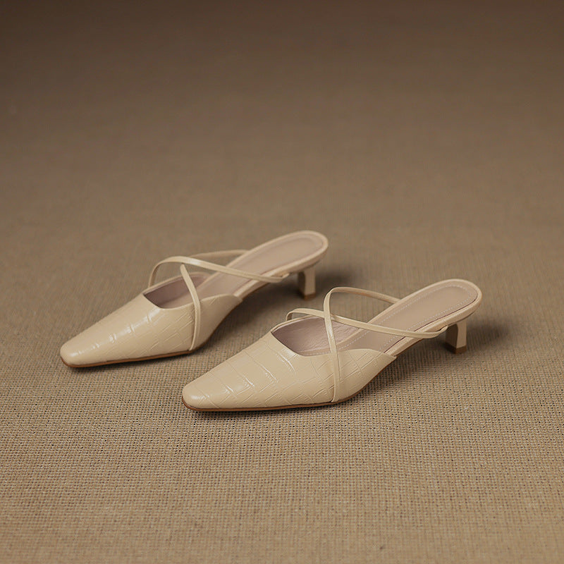 Mire | Pointed-Toe Crisscross Strap Heel Mules