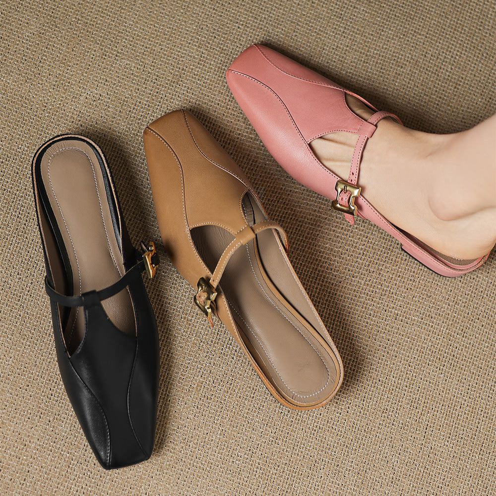 Keva | Square-Toe Mary Jane Heel Mules