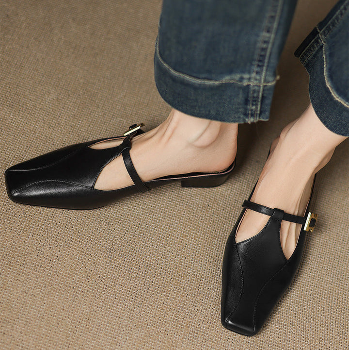 Keva | Square-Toe Mary Jane Heel Mules