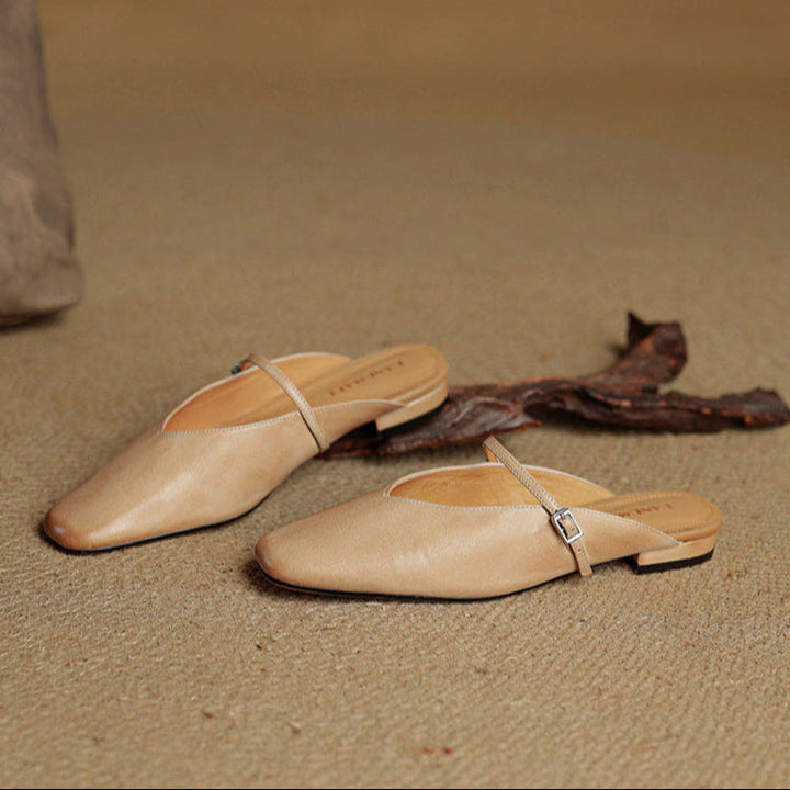 Miral | Square-Toe Mary Jane Flat Mules