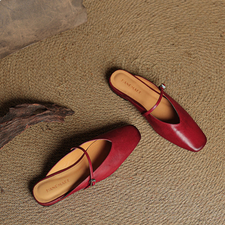 Miral | Square-Toe Mary Jane Flat Mules