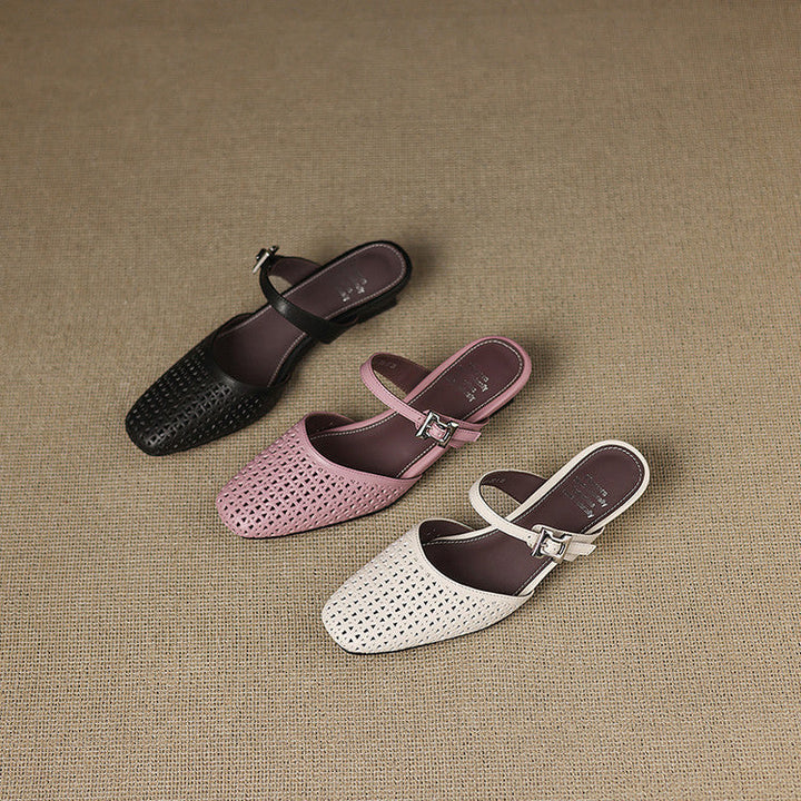 Ovia | Perforated Mary Jane Heel Mules
