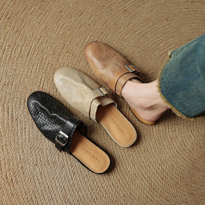 Emrie | Square-Toe Buckle Accent Mules