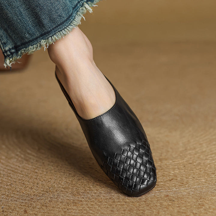 Dalvi | Textured Square-Toe Slip-On Mules