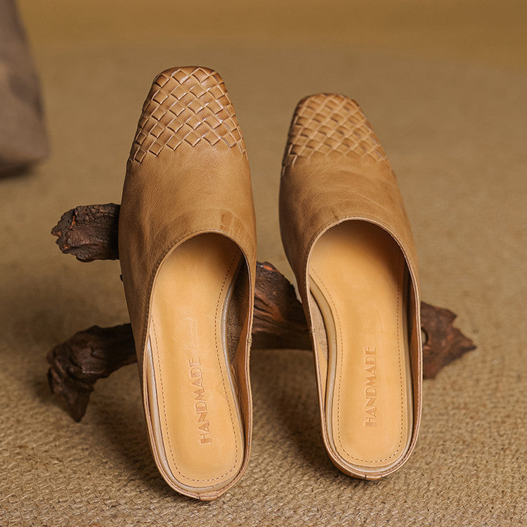 Dalvi | Textured Square-Toe Slip-On Mules