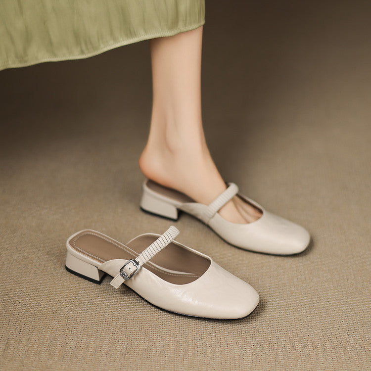 Novie | Square-Toe Mary Jane Heel Mules