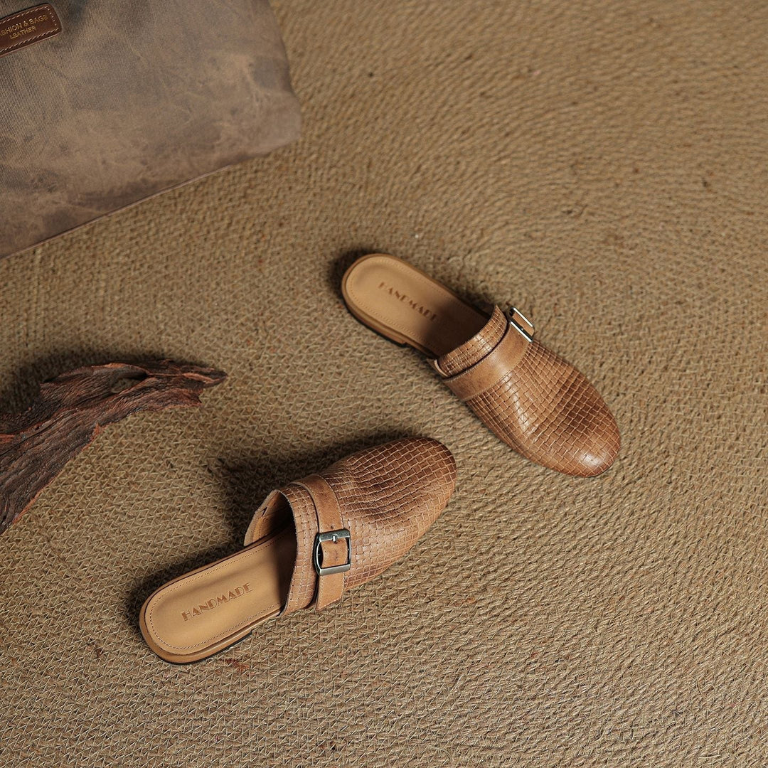 Emrie | Square-Toe Buckle Accent Mules