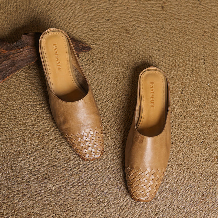 Dalvi | Textured Square-Toe Slip-On Mules