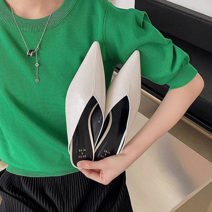 Solace | Pointed-Toe Kitten Heel Mules