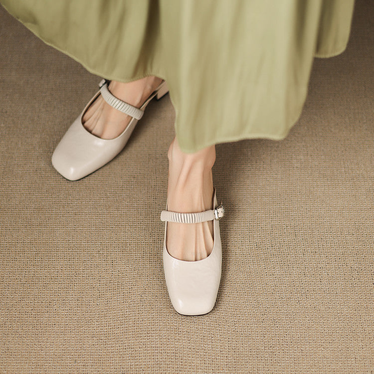 Novie | Square-Toe Mary Jane Heel Mules
