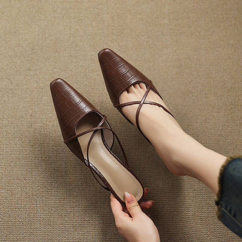 Mire | Pointed-Toe Crisscross Strap Heel Mules