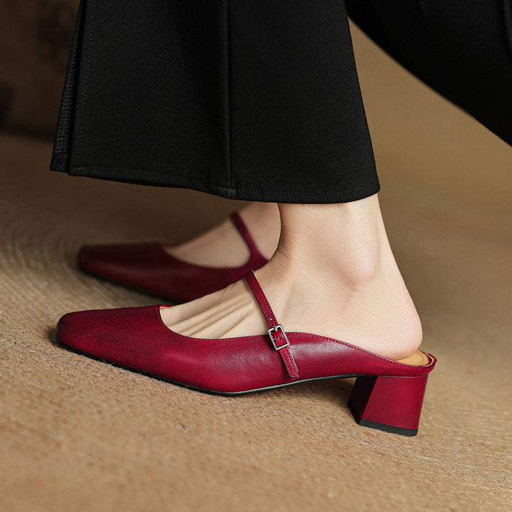 Esmer | Square-Toe Mary Jane Heel Mules