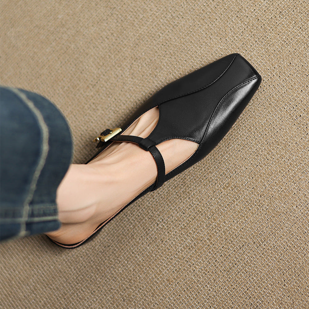 Keva | Square-Toe Mary Jane Heel Mules