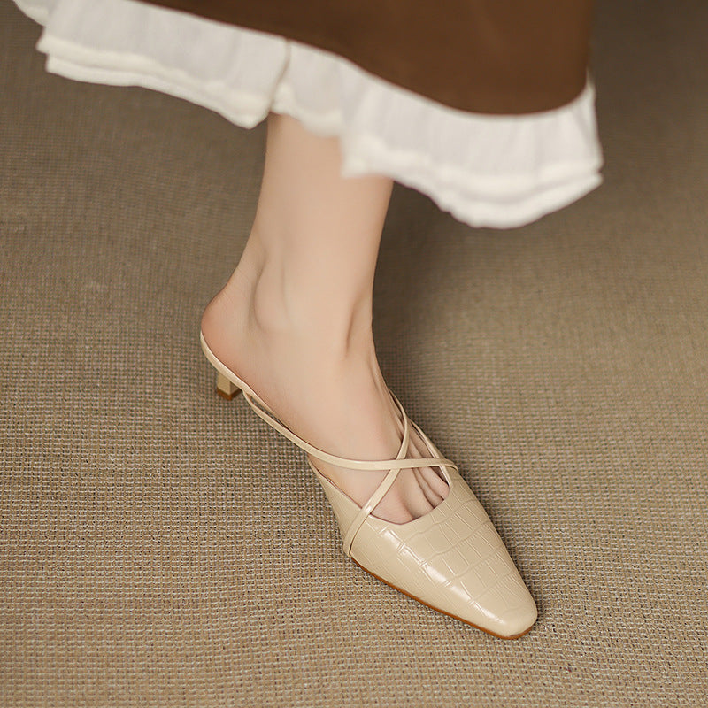 Mire | Pointed-Toe Crisscross Strap Heel Mules
