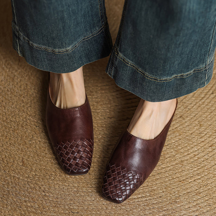 Dalvi | Textured Square-Toe Slip-On Mules